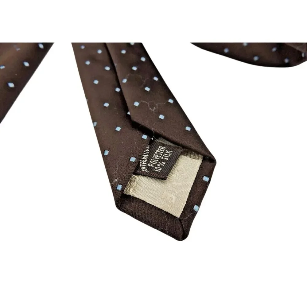 Vintage Givenchy Silk Tie Dark Brown White Micro Dot Monogram